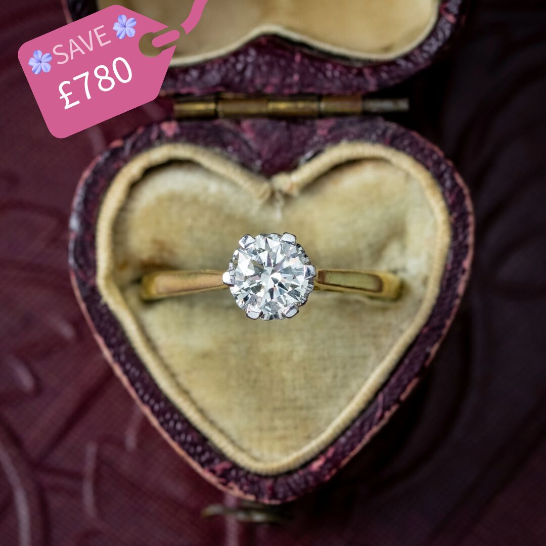 Edwardian Style Diamond Solitaire Ring 0.85ct Diamond