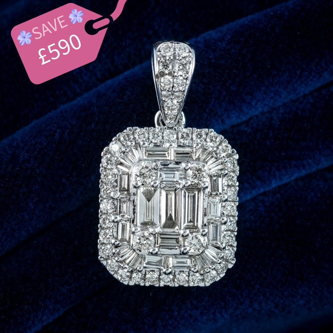 Art Deco Style Diamond Cluster Pendant 2.8ct Total