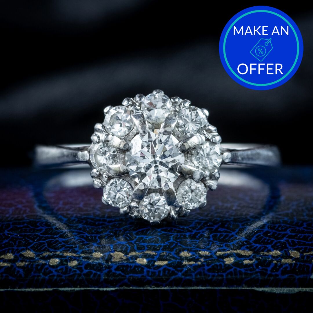 Antique Edwardian Diamond Cluster Ring 1.5ct Total