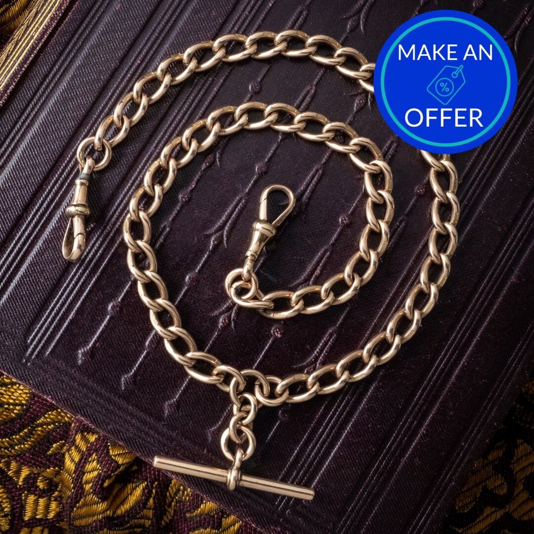 Antique Edwardian Albert Chain 9ct Gold Dated 1906