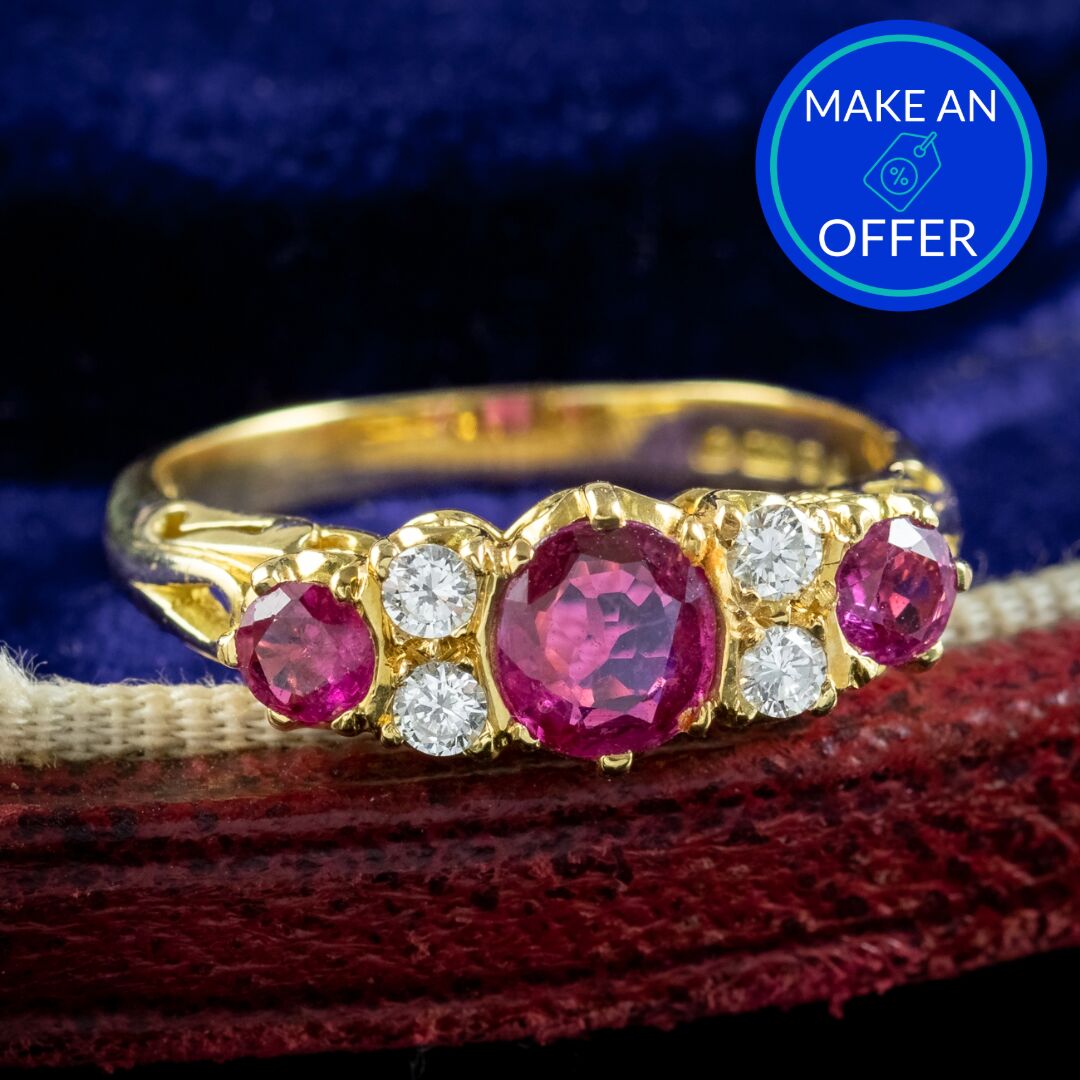 Vintage Ruby Diamond Ring 1.2ct Ruby Dated 1989 With Cert