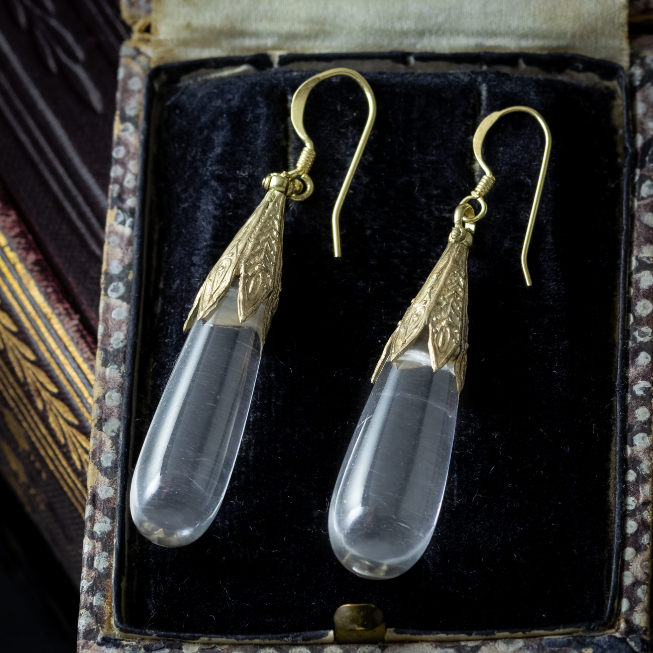 Antique Victorian Pools Of Light Crystal Drop Earrings
