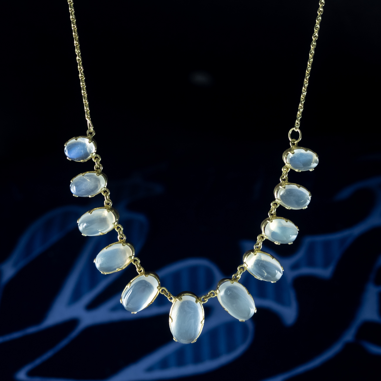 Antique Victorian Moonstone Dropper Necklace