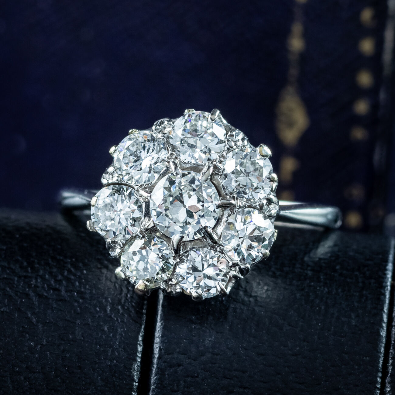 Antique Edwardian Diamond Cluster Ring 1.8ct Total