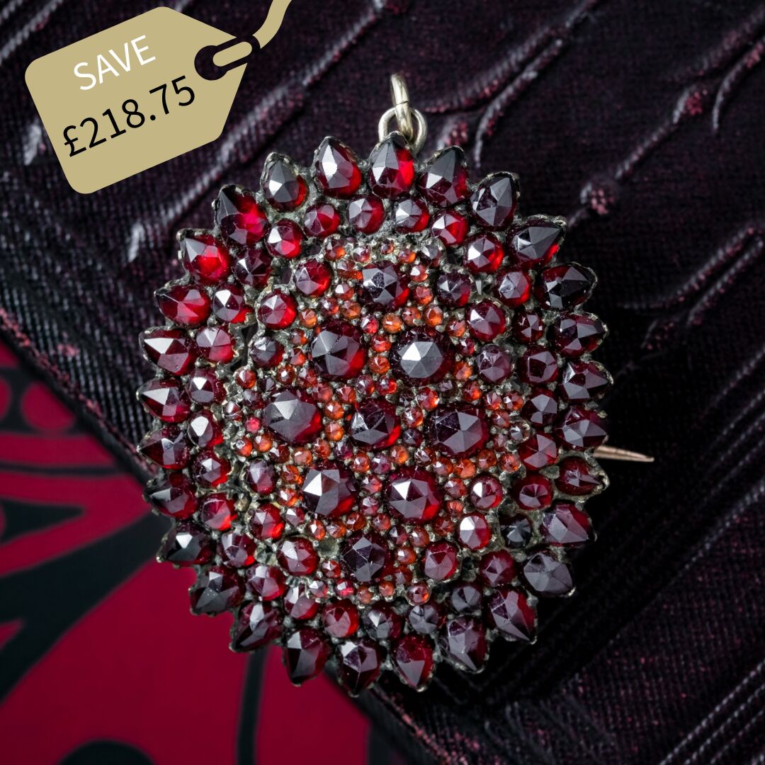 Antique Victorian Bohemian Garnet Locket Brooch