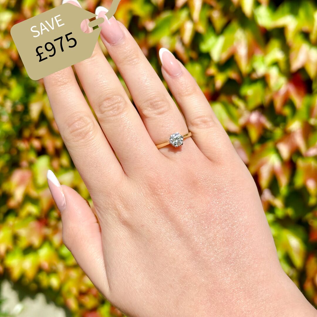 Edwardian Style Diamond Solitaire Ring 0.85ct Diamond