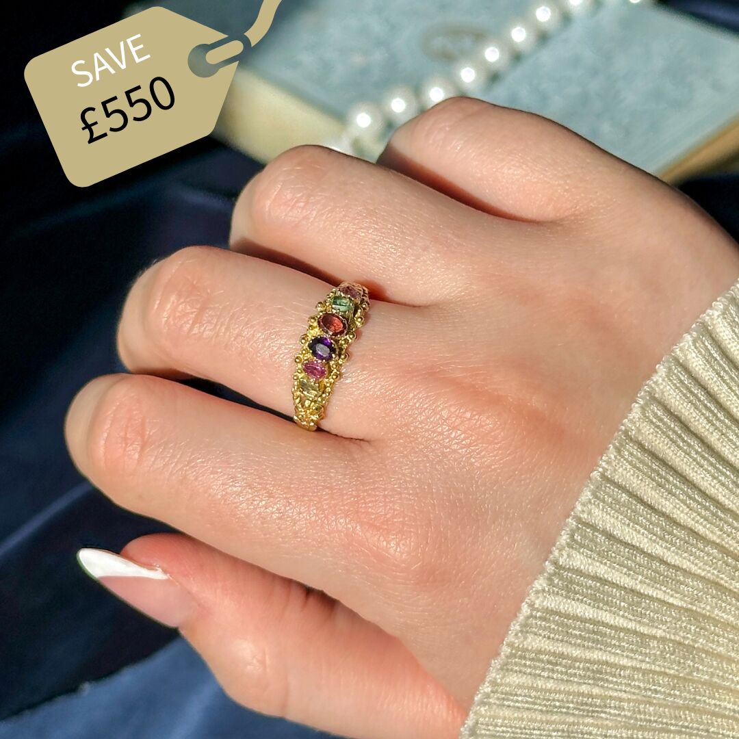 Antique Georgian Gemstone Acrostic Ring Spells Regard